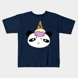 Upside Down Icecream Panda Face Kids T-Shirt